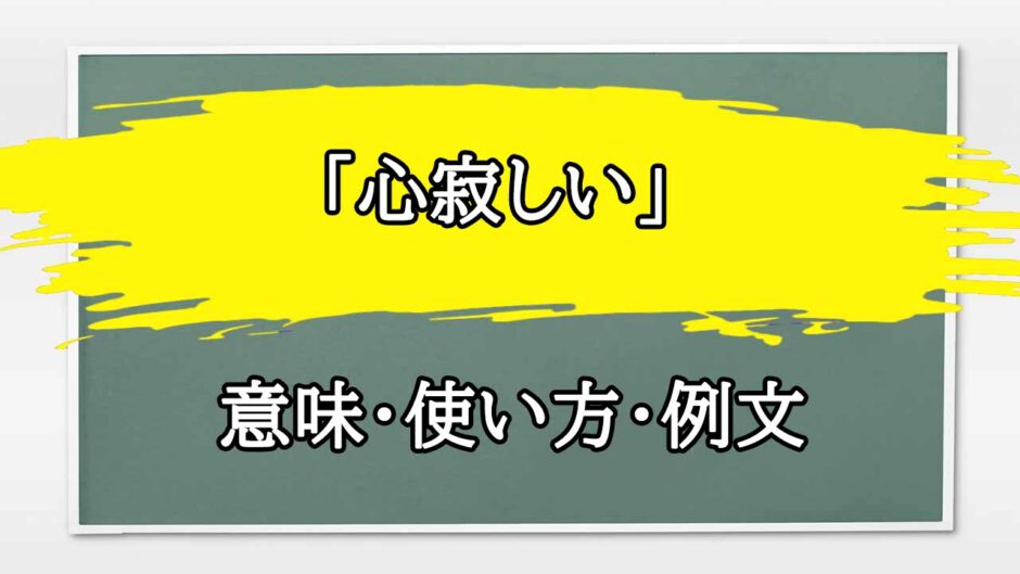 「心寂しい」の例文と意味・使い方をビジネスマンが解説