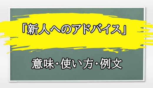 「新人へのアドバイス」の例文と意味・使い方をビジネスマンが解説