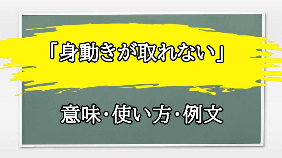 「身動きが取れない」の例文と意味・使い方をビジネスマンが解説