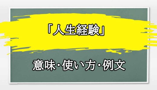 「人生経験」の例文と意味・使い方をビジネスマンが解説