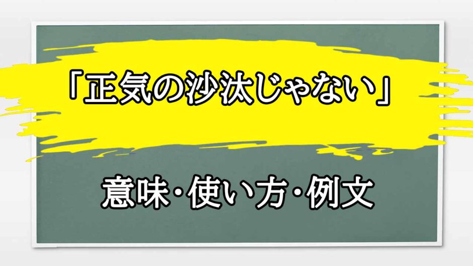 「正気の沙汰ではない」の例文と意味・使い方をビジネスマンが解説