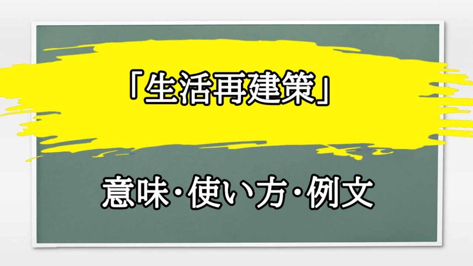「生活再建策」の例文と意味・使い方をビジネスマンが解説