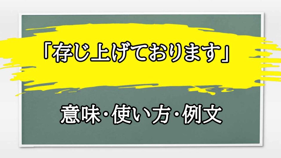 「存じ上げております」の例文と意味・使い方をビジネスマンが解説