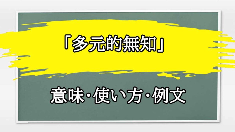 「多元的無知」の例文と意味・使い方をビジネスマンが解説