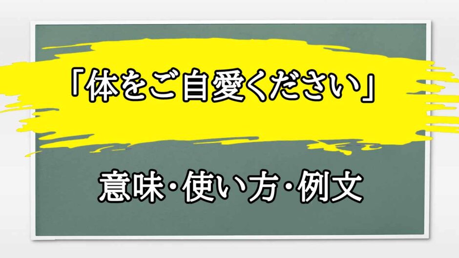 「体をご自愛ください」の例文と意味・使い方をビジネスマンが解説