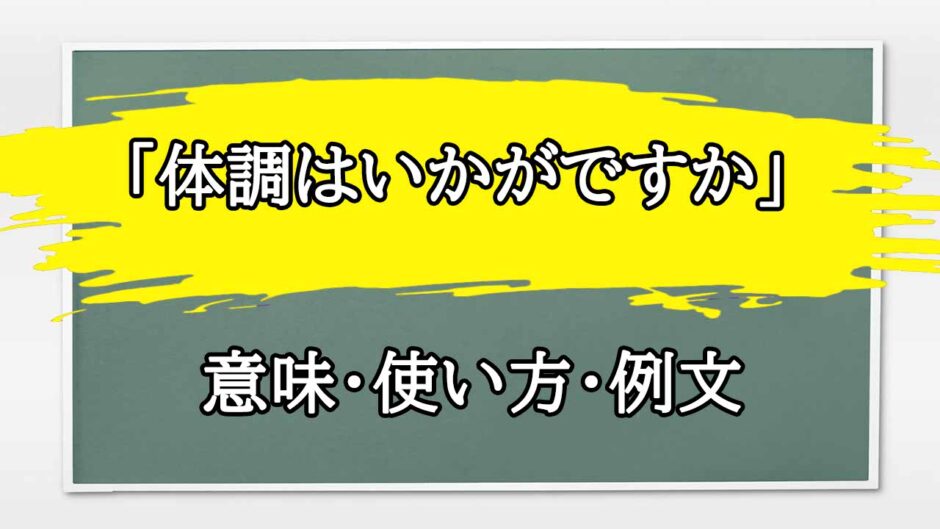 「体調はいかがですか」の例文と意味・使い方をビジネスマンが解説