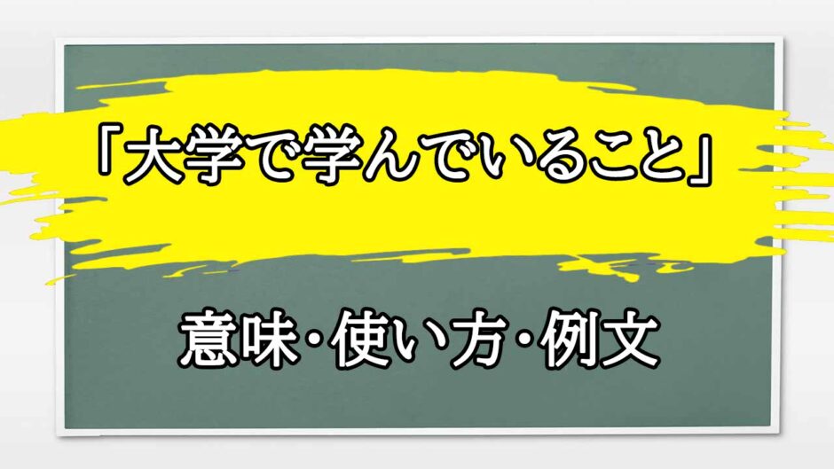 「大学で学んでいること」の例文と意味・使い方をビジネスマンが解説