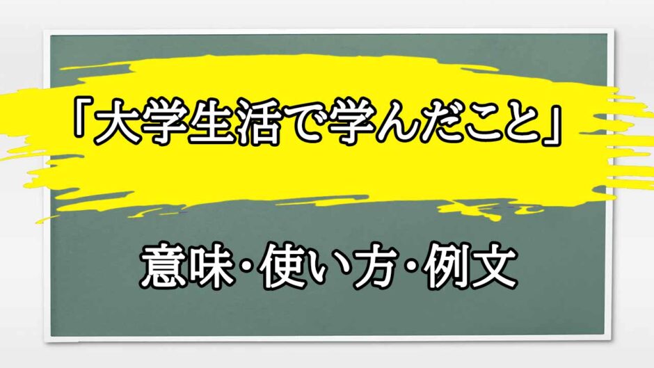 「大学生活で力を入れたいこと」の例文と意味・使い方をビジネスマンが解説