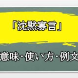 「沈黙寡言」の例文と意味・使い方をビジネスマンが解説