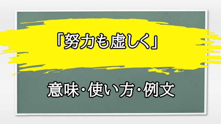 「努力も虚しく」の例文と意味・使い方をビジネスマンが解説