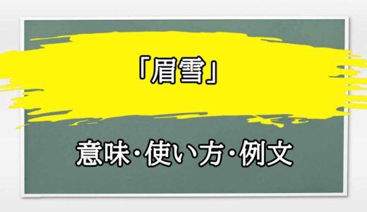 「眉雪」の例文と意味・使い方をビジネスマンが解説