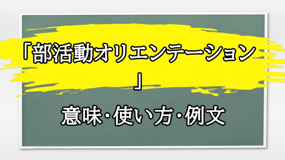 「部活動オリエンテーション」の例文と意味・使い方をビジネスマンが解説