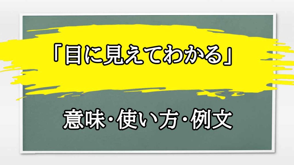 「目に見えてわかる」の例文と意味・使い方をビジネスマンが解説 | まるまる方大辞典