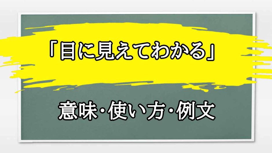 「目に見えてわかる」の例文と意味・使い方をビジネスマンが解説