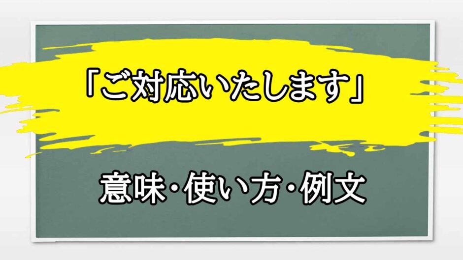 「ご対応いたします」の例文と意味・使い方をビジネスマンが解説