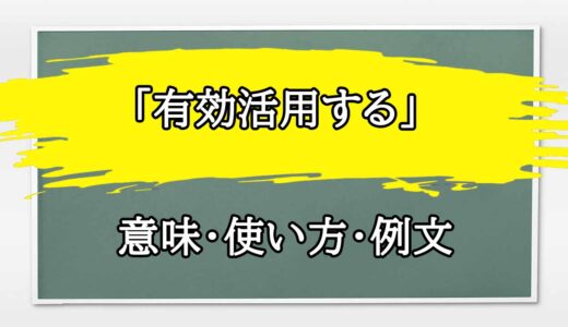 「有効活用」の例文と意味・使い方をビジネスマンが解説