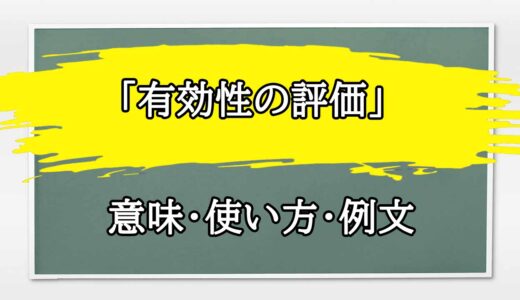 「有効性の評価」の例文と意味・使い方をビジネスマンが解説