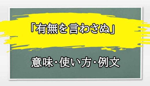 「有無を言わさぬ」の例文と意味・使い方をビジネスマンが解説