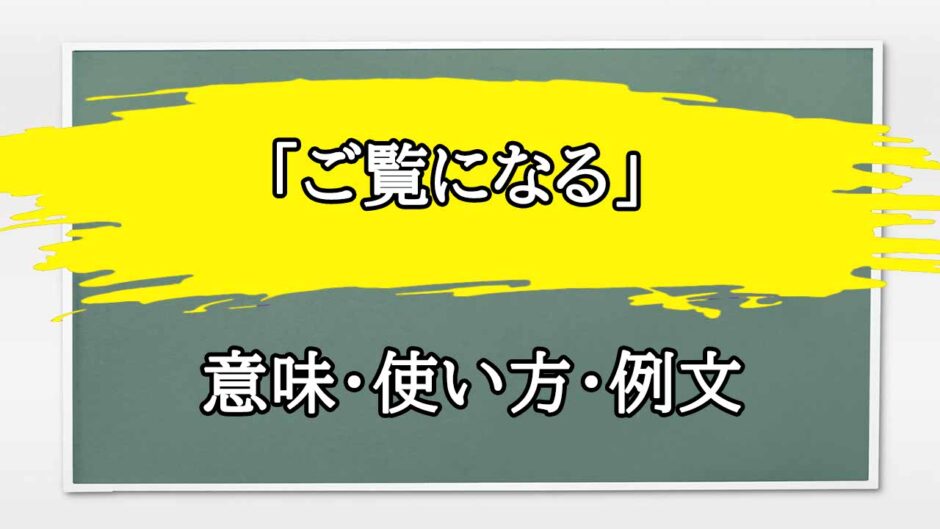 「ご覧になる」の例文と意味・使い方をビジネスマンが解説