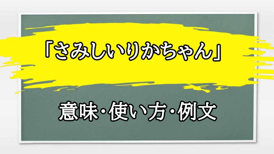 「さみしいりかちゃん」の例文と意味・使い方をビジネスマンが解説