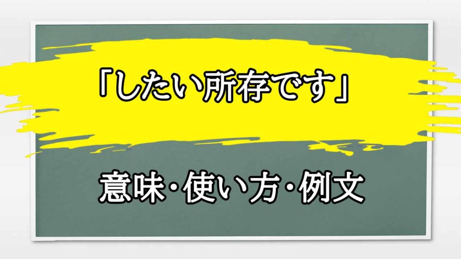 「したい所存です」の例文と意味・使い方をビジネスマンが解説