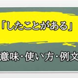 「したことがある」の例文と意味・使い方をビジネスマンが解説