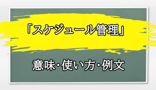 「スケジュール管理」の例文と意味・使い方をビジネスマンが解説